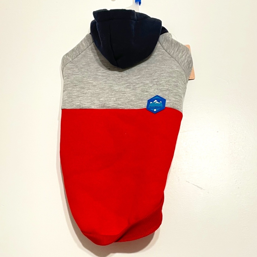 Alpine Crew Red Gray & Navy Dog Hoodie Sweatshirt